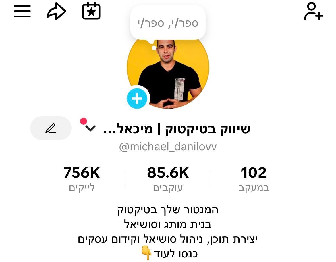 פרופיל הטיקטוק של מיכאל דנילוב